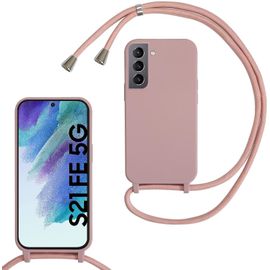 Cfus-Coque Pour Samsung Galaxy S21 Fe Avec Cordon, Collier Pour Étui En Silicone Liquide Avec Portable Sangle Réglable Bandouilière Lanyard Colliers, Housse Anti-Choc Case Samsung S21 Fe Lanière, Ros