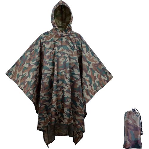Cfus-3-En-1 Poncho Pluie Imperméable À Usage Multiple, Léger Et Séchage Rapide, Poncho Pluie Homme & Femme, Bâche Camouflage, Materiel Camping, Tapis De Sol Camping Pour Randonnée Chasse