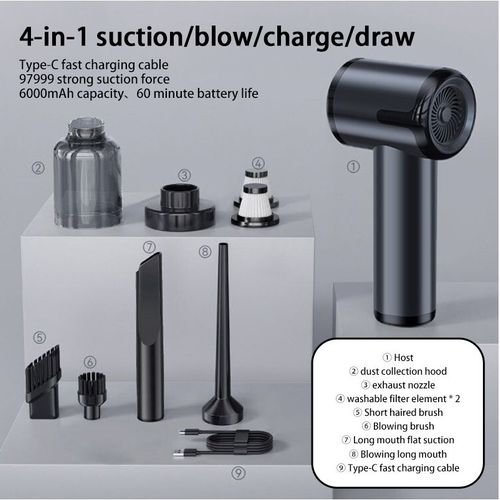 Aspirateur De Voiture Xiaomi Mijia 4 En 1 2990000 Pa Puissant Machine Propre Appareil Ménager Propre Sans Fil Portable Aspirateur - Type Black 2pcs Filter