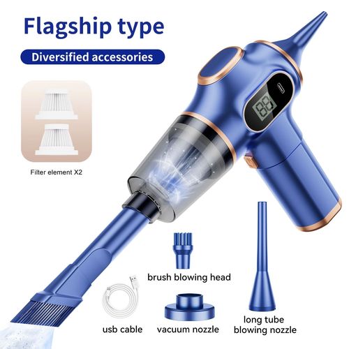 Tinsol Aspirateur Sans Fil Double Usage Pour Maison Et Voiture Appareil Ménager Haute Puissance Avec Écran D'affichage Tapis Canapé Nettoyeur De Voiture - Type Blue
