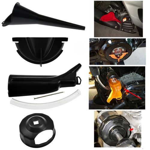 Ensemble D'entonnoirs De Remplissage De Carter De Moto,4 Pièces,Boîtier Primaire,Capuchon De Filtre À Huile,Clé,Ensemble D'entonnoirs Pour Harley Touring Dyna Sportster Xl - Type Black Funnel Set