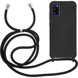 Cfus-Coque Cordon Pour Samsung Galaxy A41 - [ Cover Silicone Avec Collier Unicolore ]- Case Tour De Cou - Protection Skin & Lanière Noir