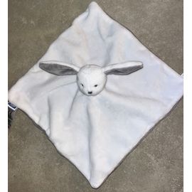 Doudou lapin Jacadi blanc gris peluche jouet bébé soft toy bunny baby