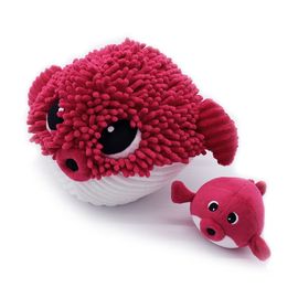 Peluche Géante Poisson Globe Et Son Bébé Betterave Gobetou Les Ptipotos - Les Déglingos