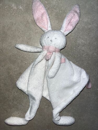 Doudou lapin blanc rose Dimpel Nina jouet peluche bébé soft toy baby bunny White pink 