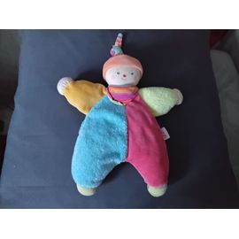 DOUDOU CLOWN POUPEE HOCHET BLEU ROSE VERT - COROLLE