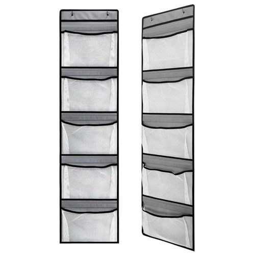 Étagères Murales Pliables Au-Dessus De La Porte,Organisateur De Vêtements,Rangement Pour Placard Avec 5 Poches,Organisateur Pour Chambre À Coucher,Salle De Bain - Type White Grey 2pcs