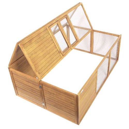 Wiltec Clapier Pliable ¿ 153 X 110 X 55 Cm ¿ Bois Sapin ¿ Avec Enclos, Toit Rabattable Et Grillage ¿ Cage Pour Rongeurs Hamsters Souris Rats Lapinière Nichoir