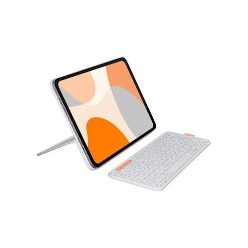 Logitech Flip Folio - Clavier et étui - full size - sans fil - Bluetooth 5.1 LE - AZERTY - Français - gris pâle - pour Apple 10.9-inch iPad Air (5th generation); 11-inch iPad Air (M2, M3);...