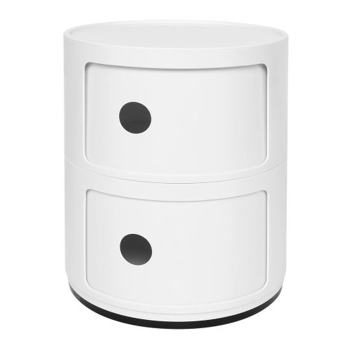Table De Chevet Moderne à 2 Niveaux, Support D'extréMité LatéRale De Chambre à Coucher, Unité De Rangement Ronde Multifonctionnelle
