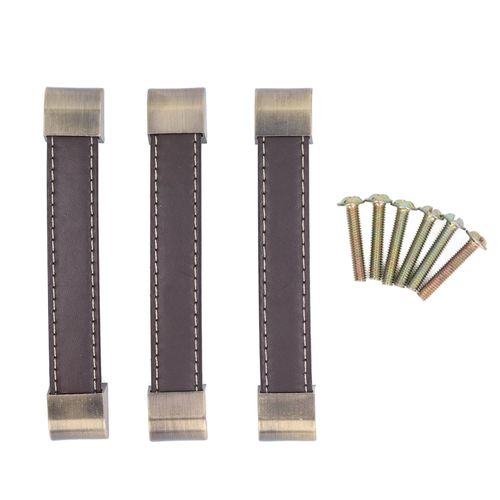 PoignéE De Porte De Garde-Robe En Cuir, 3 PièCes, PoignéE De Tiroir Antique, PoignéE De BoîTe à Vin De Bagage Marron