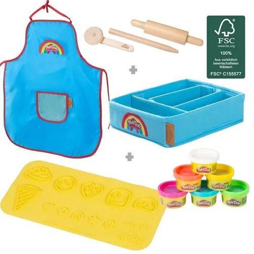 Kit Créatif Play-doh 6 Pâtes À Modeler + Tablier + Tapis Et Accessoires Multicolore
