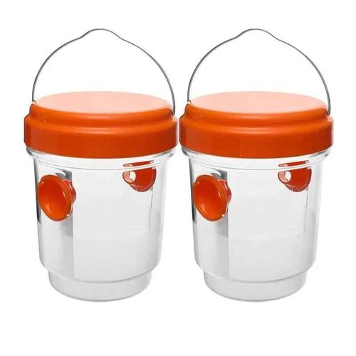 piège à insectes réutilisable grand antiparasitaire pièges à guêpes extérieur intérieur piège à insectes verger poignée fruits mouche receveur - Type Orange-2pcs