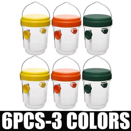 Grand pièges à guêpes,piège à guêpes suspendu étanche pour l'intérieur et l'extérieur,réutilisable,attrape-mouche de fruits de jardin,outils de lutte antiparasitaire - Type 6pcs Mixed Color