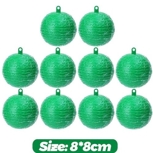boule fruits mouche receveur antiparasitaire balle collante 8cm guêpe abeille piège à insectes pièges à moucherons pour plantes de cuisine intérieure et extérieure - Type Green-10PCS