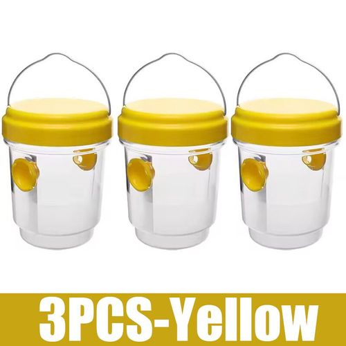 Grand pièges à guêpes,piège à guêpes suspendu étanche pour l'intérieur et l'extérieur,réutilisable,attrape-mouche de fruits de jardin,outils de lutte antiparasitaire - Type 3pcs-Yellow