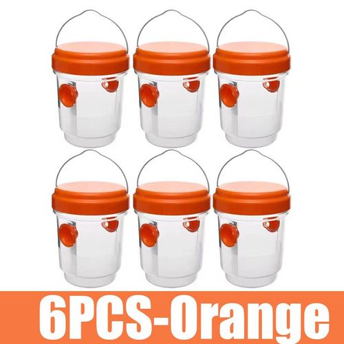 Grand pièges à guêpes,piège à guêpes suspendu étanche pour l'intérieur et l'extérieur,réutilisable,attrape-mouche de fruits de jardin,outils de lutte antiparasitaire - Type 6pcs-Orange