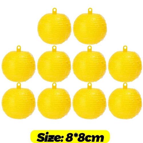 boule fruits mouche receveur antiparasitaire balle collante 8cm guêpe abeille piège à insectes pièges à moucherons pour plantes de cuisine intérieure et extérieure - Type Yellow-10PCS