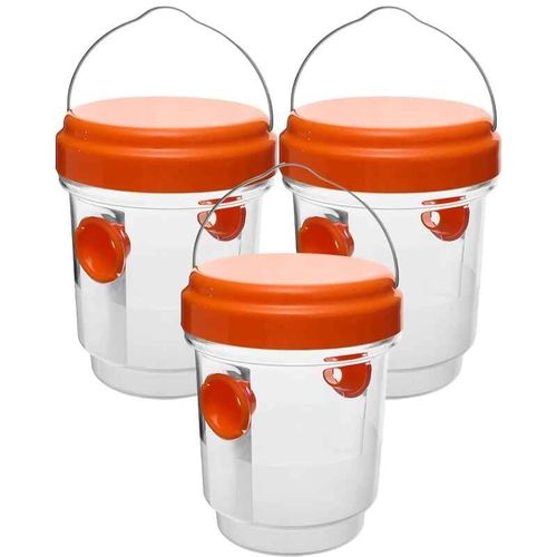 Piège à guêpes étanche,piège suspendu d'extérieur,boîte transparente,réutilisable,attrape-mouche de fruits de jardin,outils de lutte antiparasitaire,fournitures de jardin - Type Orange-3pcs