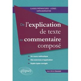 De L'explication De Texte Au Commentaire Composé