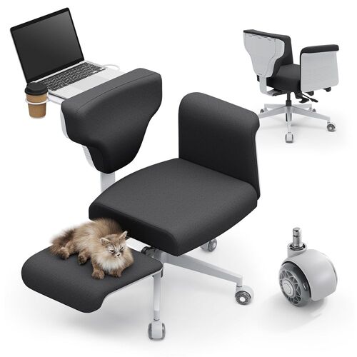 Fauteuil NEWTRAL FF-DG Freedom-X Criss Cross avec accoudoirs et roulettes, inclinable multi-positions, ergonomique, avec pieds croisés, plateau réglable pour ordinateur portable