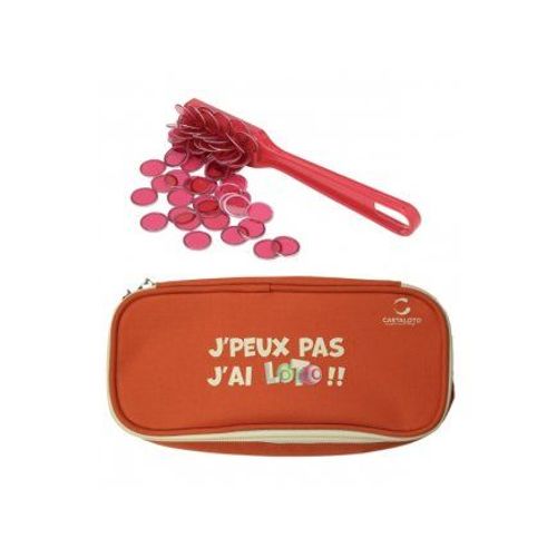 Kit Loto 3 En 1 Magnetique - Trousse + Baton Ramasse + 100 Pions Rouge - Rangement Et Jeu - Set Bingo Quine Et Carte