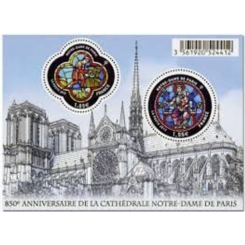 850ème Anniversaire De La Cathédrale Notre Dame De Paris Feuillet 4714 Année 2013 N° 4714 4715 Yvert Et Tellier Luxe