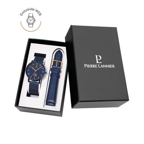 Coffret Mixte Robin Leon Essential Bleu Cadran Bleu Bracelet Cuir Bleu 20 Mm