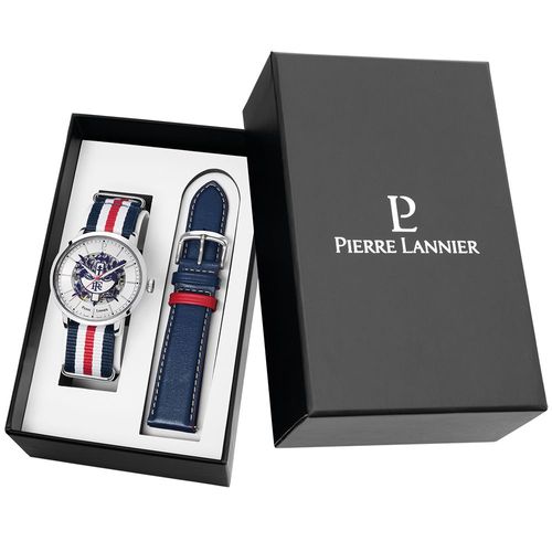 Coffret Homme Élysée Argenté Cadran Argenté Bracelet Nylon Multicolore 20 Mm