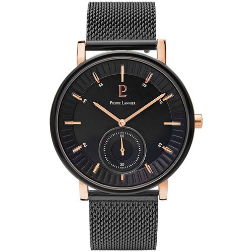 Montre Homme Woofer Cadran Noir Bracelet Acier Milanais Noir