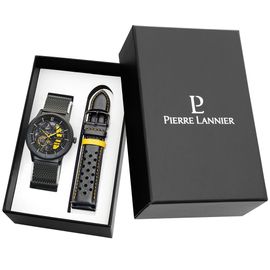 Coffret Homme Paddock Cadran Noir Bracelet Cuir Noir