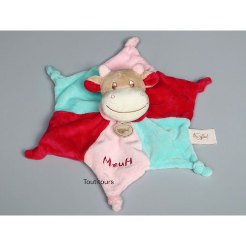 Doudou vache plat rose rouge bleu Baby Nat