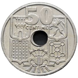 Piece Espagne De 1962 - Etat Ttb - 50 Centimos Ancre (N0118)