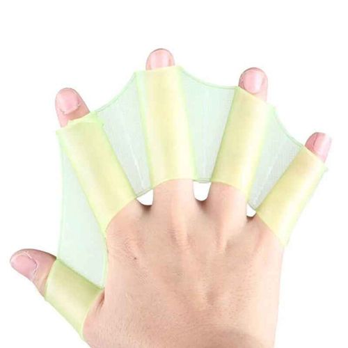 Palmes De Natation En Silicone Pour Hommes Femmes Et Enfants,Palmes Palmées,Gants Palmées,Équipement De Sport De Piscine,Entraînement Professionnel,Doigt Et Main - Type Green-M #B