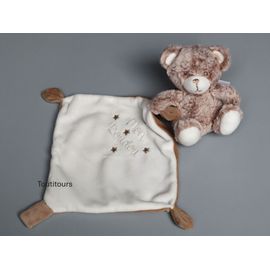 Doudou ours beige mouchoir blanc Mon Doudou Tex Baby