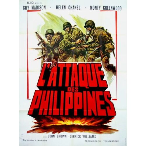 L'Attaque Des Philippines / L'Enfer - Affiche Originale De Cinéma - Format 120x160 Cm - Giuseppe Vari, Guy Madison, Maurice Poli, Hélène Chanel, Sandro Pizzochero / Un Posto All Inferno - 1969