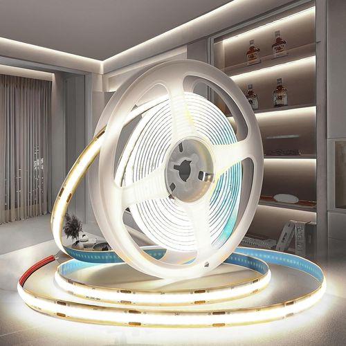 Ruban Led Cob 12v, 10m Bande Led Cob Blanc Froid 6000k Découpable Flexible 320led/M, Cri>90, Pour Chambre, Décoration De La Maison (Sans Alimentation)