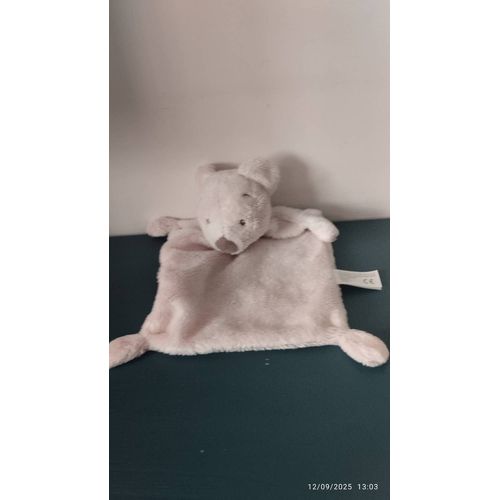 Doudou plat ours rose Simba