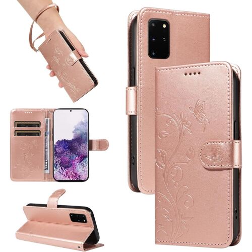 KAL-Coque Pour Samsung Galaxy S20 Plus 6,7 Pouces - Étui Coque Antichoc Portefeuille Avec Porte Cartes, Pu Cuir Magnétique Boîtier En Silicone Et Protection De Caméra, Or Rose