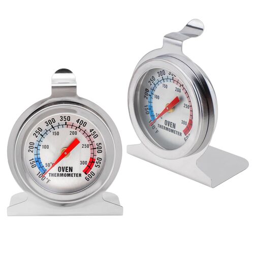 Kal-2 Pièces Thermomètre À Four, Plage De Température 50°C-300°C /100-600°F, Thermometre De Cuisson Et Cuisine Pour Four À Bois Four À Pain Patisserie, Acier Inoxydable/Lentille De Verre
