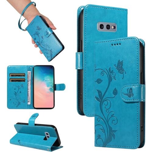 KAL-Coque Pour Samsung Galaxy S10E 5,8 Pouces - Étui Coque Antichoc Portefeuille Avec Porte Cartes, Pu Cuir Magnétique Boîtier En Silicone Et Protection De Caméra, Bleu