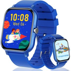 KAL-Montre Connectée Enfant Filles Garçons Avec 1,57 Pouces Bricolage Visage Apprendre Cartes Musique Histoires De Chevet, Montre Enfant Anniversaire Cadeaux Jouets Pour Enfants 4 5 6 7 8+ (Navy Blue