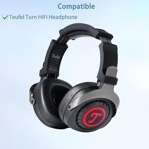 KAL-Coussinets Compatibles Avec Teufel Turn Casque Hifi Coussinets De Remplacement (Cuir Protéiné/Mousse À Mémoire)