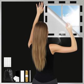 FEQO Store Occultant Sans Perçage 150x200 Cm Réglable Auto-adhésif Portable Pour Fenêtre, Chambre, Bureau