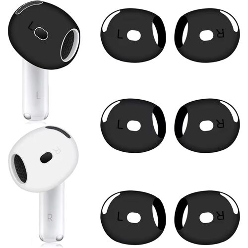 KAL-Lot De 3 Paires De Bouchons D'Oreille Pour Airpods 4 [Compatibles Avec L'Étui De Chargement] En Silicone Antidérapant, Accessoires Anti-Rayures Compatibles Avec Airpods 4E Génération (Noir)