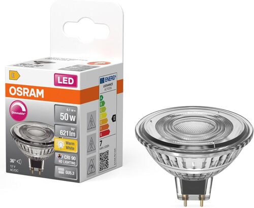 Kalanka-R¿¿Flecteur Led Superstar Mr16 50 ¿¿ Intensit¿¿ Variable, 2 700 K Blanc Chaud, 6,1 W, Gu5.3, 36¡Ã, 621 Lm, 25 000 H, Basse Tension, Pour Spots, Vitrines