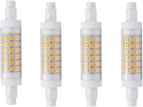 Kal-R7s 78mm 7w Ampoule Led Linéaire, 3000k Blanc Chaud, Corps En Céramique, 70 Watts De Puissance Équivalente, Ac/Dc 220-240v, 700 Lumens, Non Dimmable, 4 Pcs