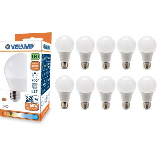 Kal-Ampoule Led, Standard A60, Culot E27, 9w (806 Lumens Équivalent À 60w), Lumière Blanche Chaude 3000k, Technologie Smd, Faisceau 200 °, Pack De 10 Ampoules