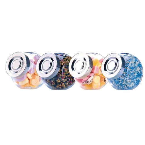 Alpina Bocal Verre ¿ Lot de 4 Bocaux 200 ml avec Couvercle à Vis ¿ Bocal Epices Cuisine en Verre Transparent pour Bonbons, Épices ou Décoration