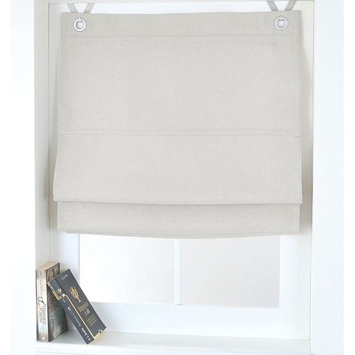 Dimout Store Bateau Occultant À ?illets - Blanc/Gris - Largeur : Environ 45 Cm - Hauteur : Environ 130 Cm